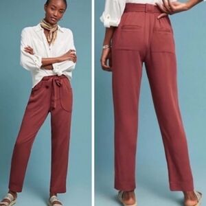 Dolan Anthropologie XS Red Northwestern Joggers Silky Straight Leg Pants